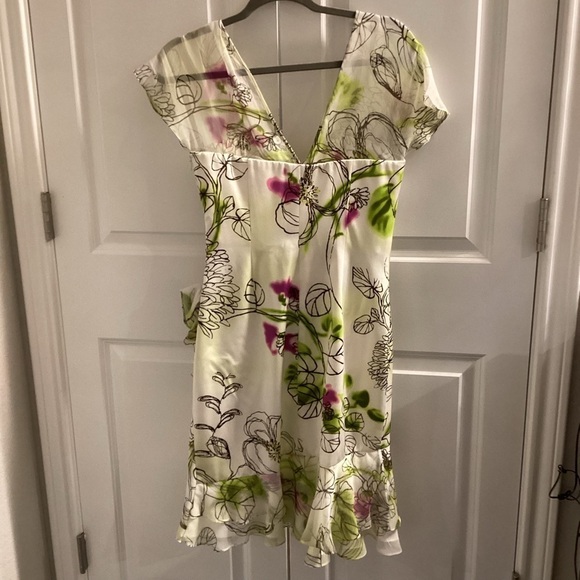 Mikael aghal romantic abstract garden silk cocktail flutter Sleeve Mini dress - Picture 8 of 14